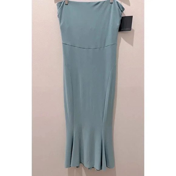 Norma Kamali Strapless Fishtail Midi Dress in Vintage Mint sz L - Picture 4 of 14